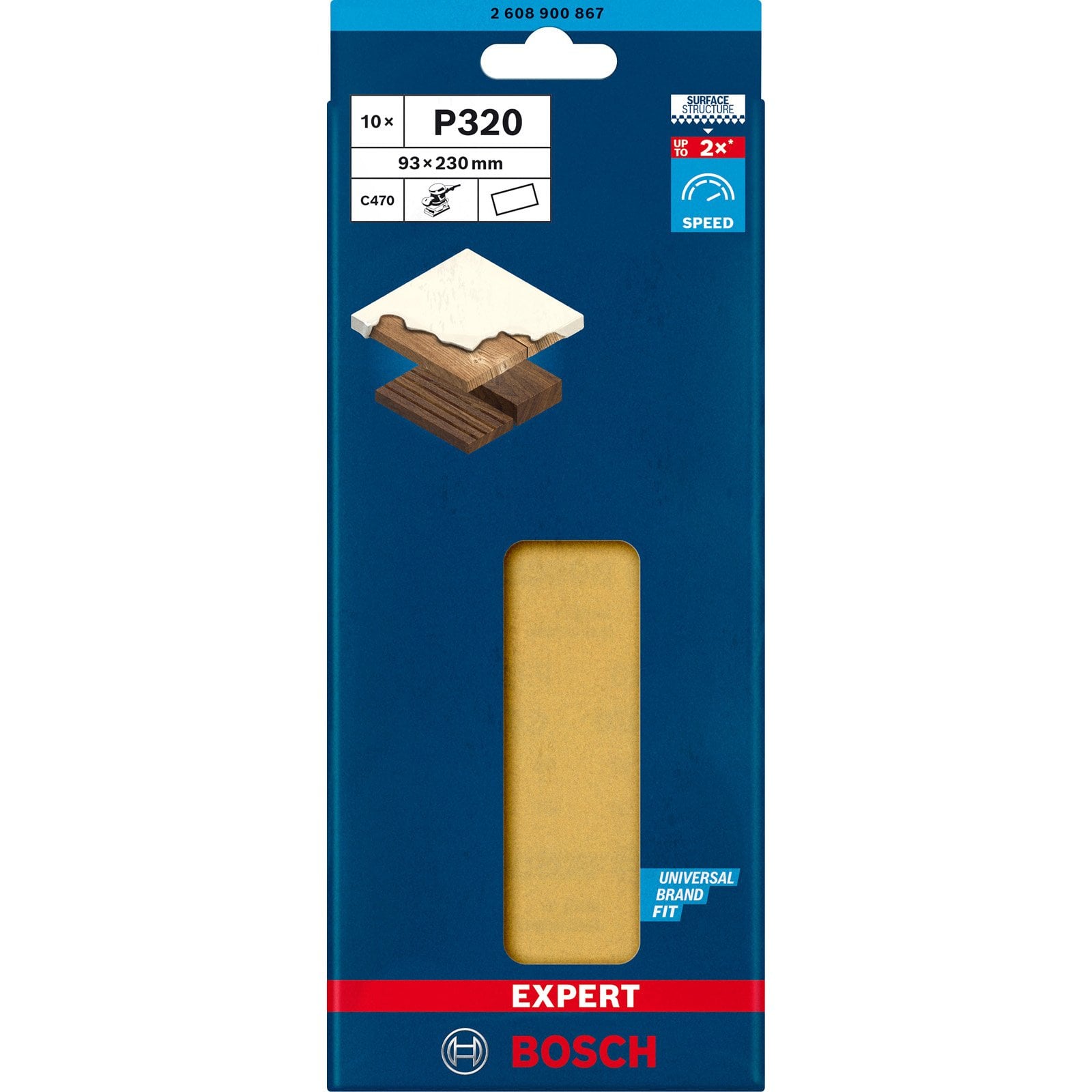 Bosch Professional 10x Carte abrasive Expert C470 senza fori (per Legno duro, Vernice su legno, 93x230 mm, Grana 320, accessorio Levigatrice orbitale) - 6
