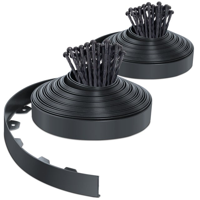 Bordure de jardin flexible en PVC 40m avec 80 piquets - hauteur 5cm - anthracite - VOUNOT®