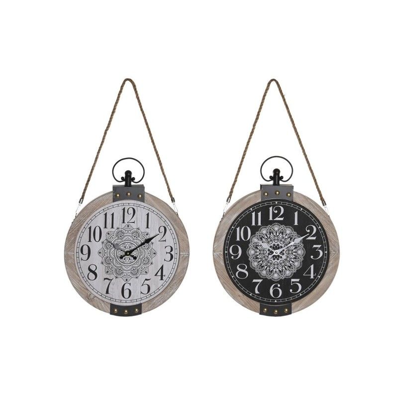 Horloge De Table Dkd Home Decor Noir Blanc Fer Mandala Bois Mdf X X Cm Unit S