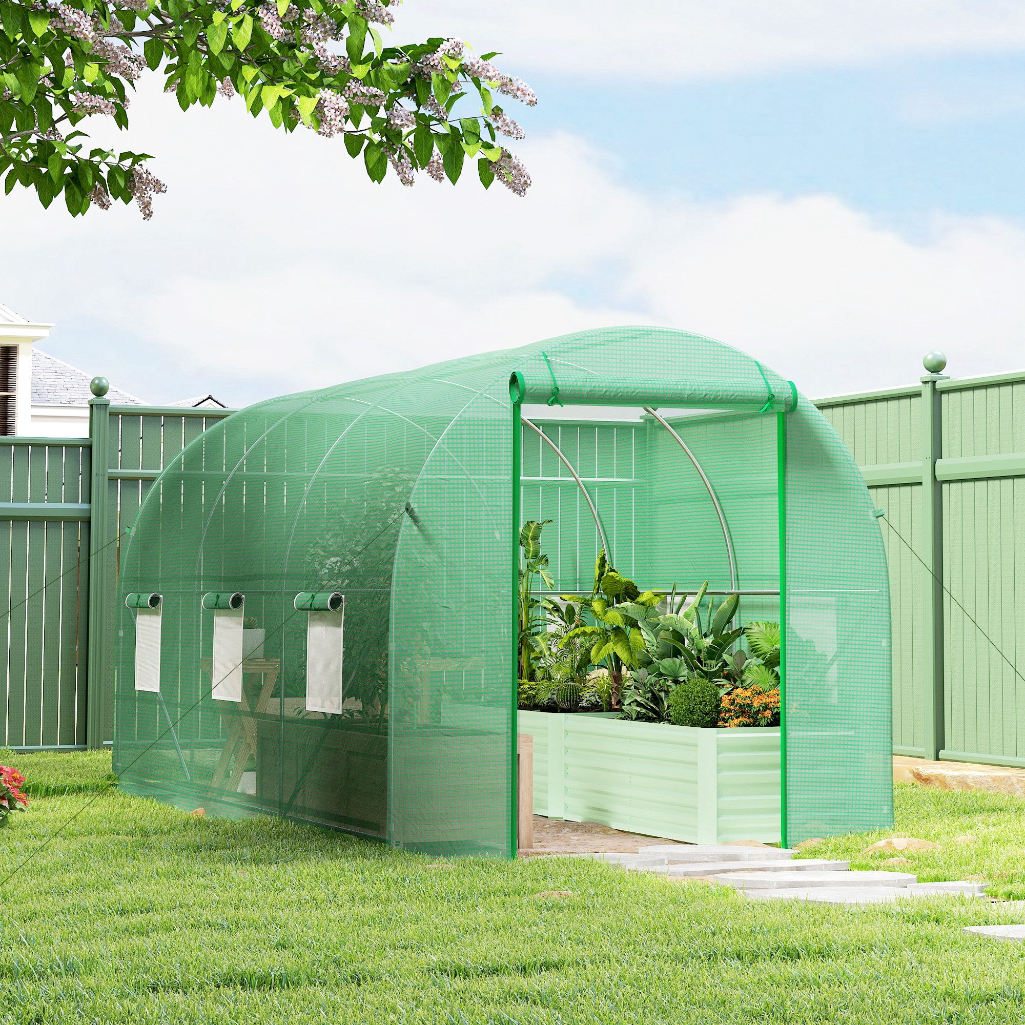 Serre tunnel de jardin PE Outsunny - 2