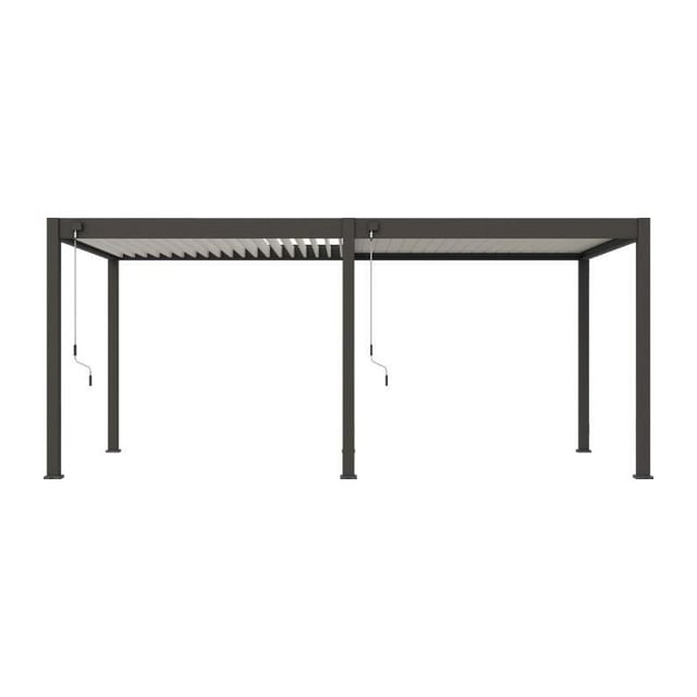 Pergola - Alluminio - OMBREA - Bioclimatica - Antracite e lame bianche - 3x6 m