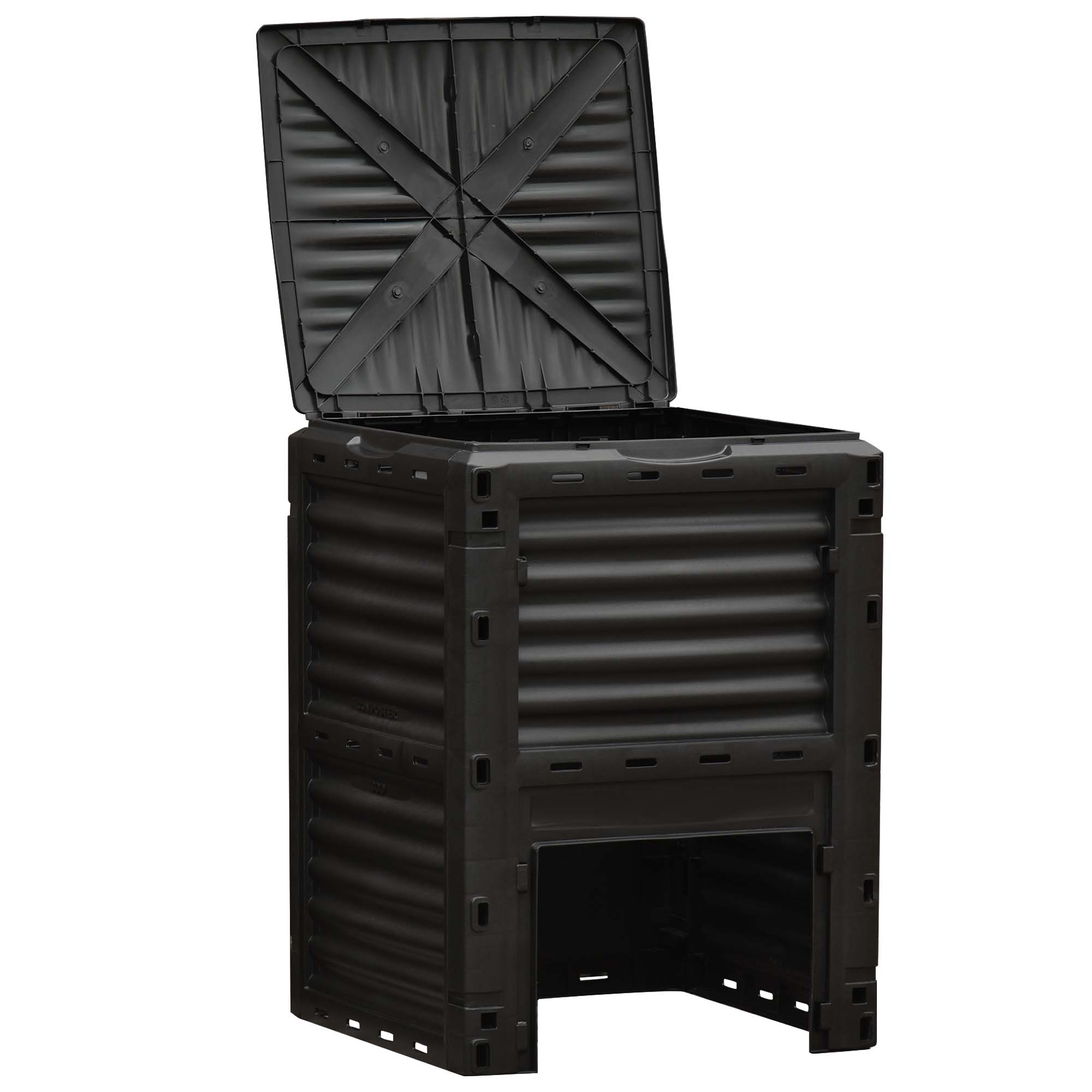 Composteur de jardin ,composteur domestique en plastique noir de 300 L avec couvercle à clipser - 2