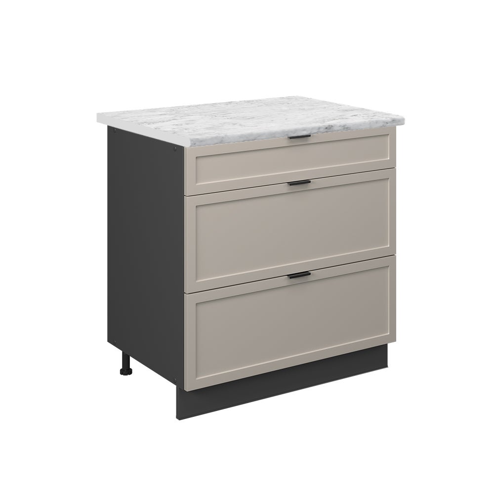 Vicco Szafka dolna do kuchni Fame-Line, GreyBeige, 80 cm z 3 szufladami, BP Marmur
