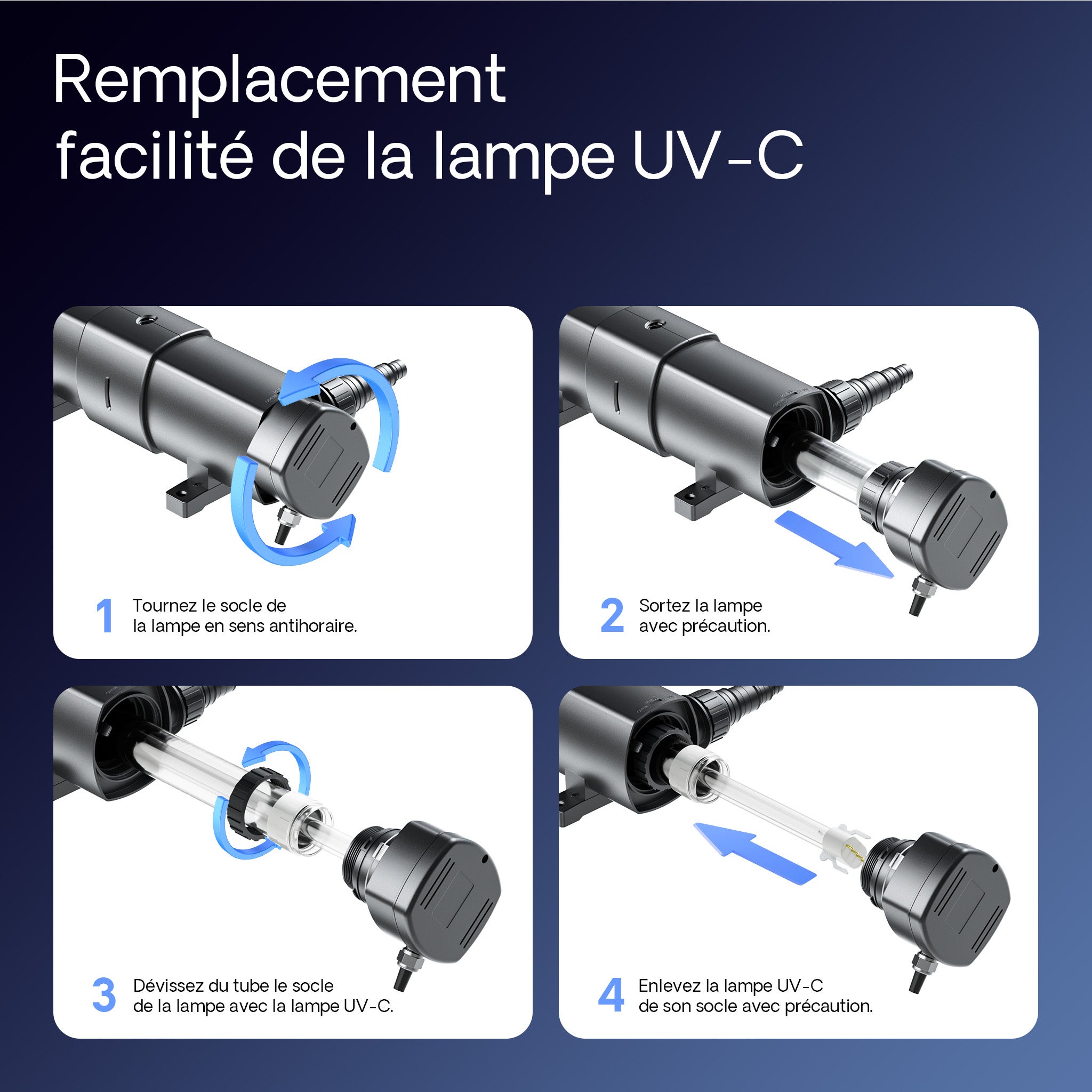 CUV-272 Stérilisateur Clarificateur de bassins ou d’étang - débit max. de 6000 l/h - avec Lampe rayons UV-C 72 W - pour Poissons et plantes… SunSun... - 8