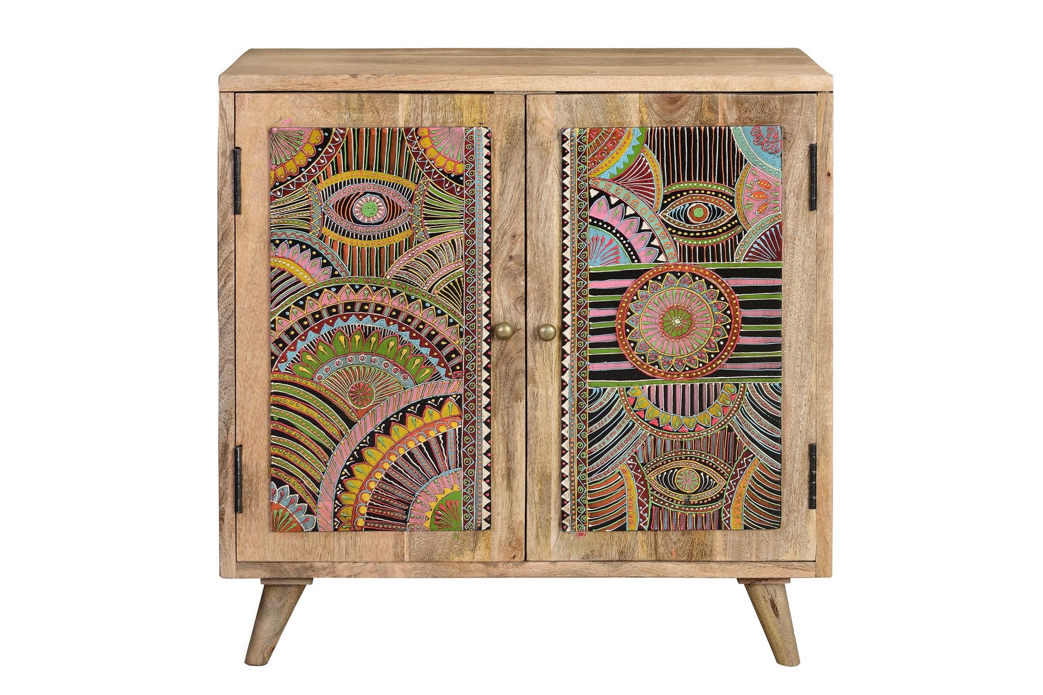Masă laterală din lemn de mango 60cm stil etnic boho - 60x60x30 GINER Y COLOMER