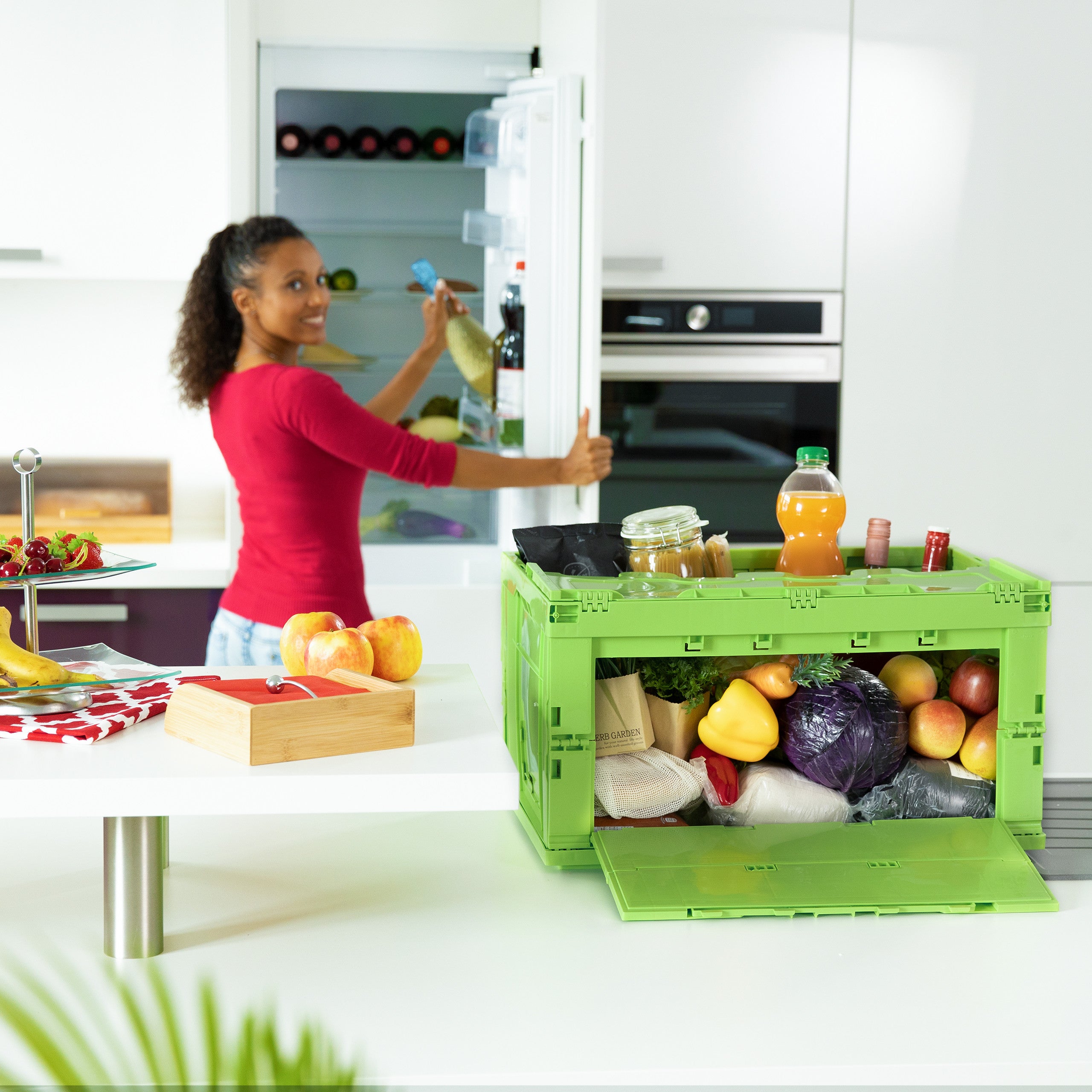 Boîte de transport, lot de 4, stable, pour commerce, de qualité 60 litres HxlxP 32,5x58,5x39,5cm, noir - 3