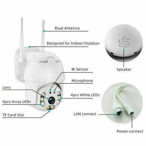SV3C [Tracciamento automatico HD 5MP Telecamera wifi Esterno con Visione Notturna a Colori, Rilevamento Umanoide, Videosorveglianza WiFi Esterno con Zoom Ottico 5X, Pan 355° Tilt 120°,Audio a 2 vie
