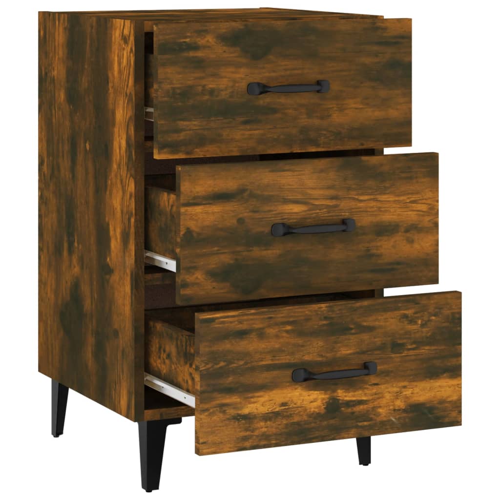 vidaXL Table de chevet chêne fumé 40x40x66 cm bois d'ingénierie - 5