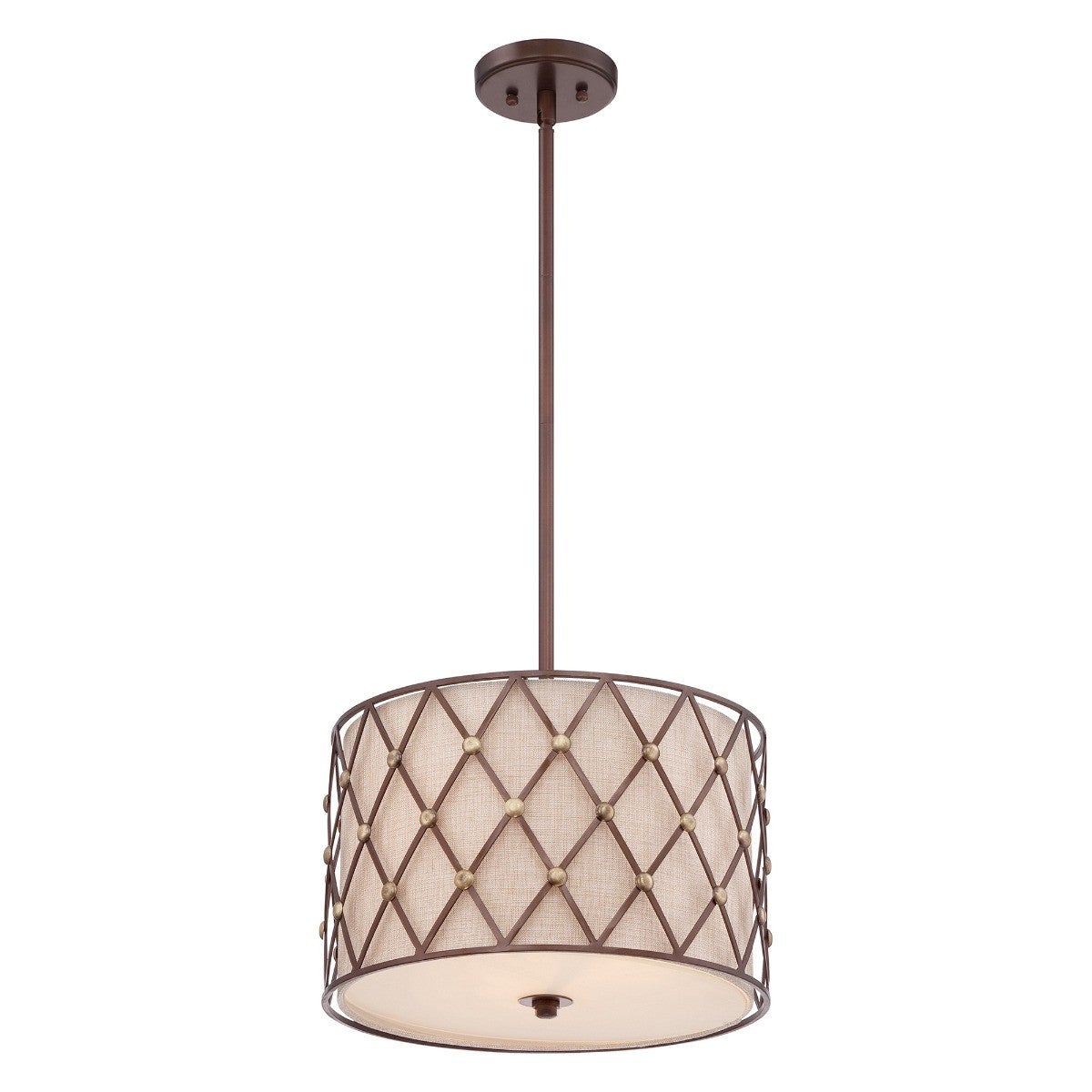 Lampa wisząca Brown Lattice ciepła miedź 3xE27x100W wym: 124,5 x 40,6 x 40,6 cm metal Quoizel