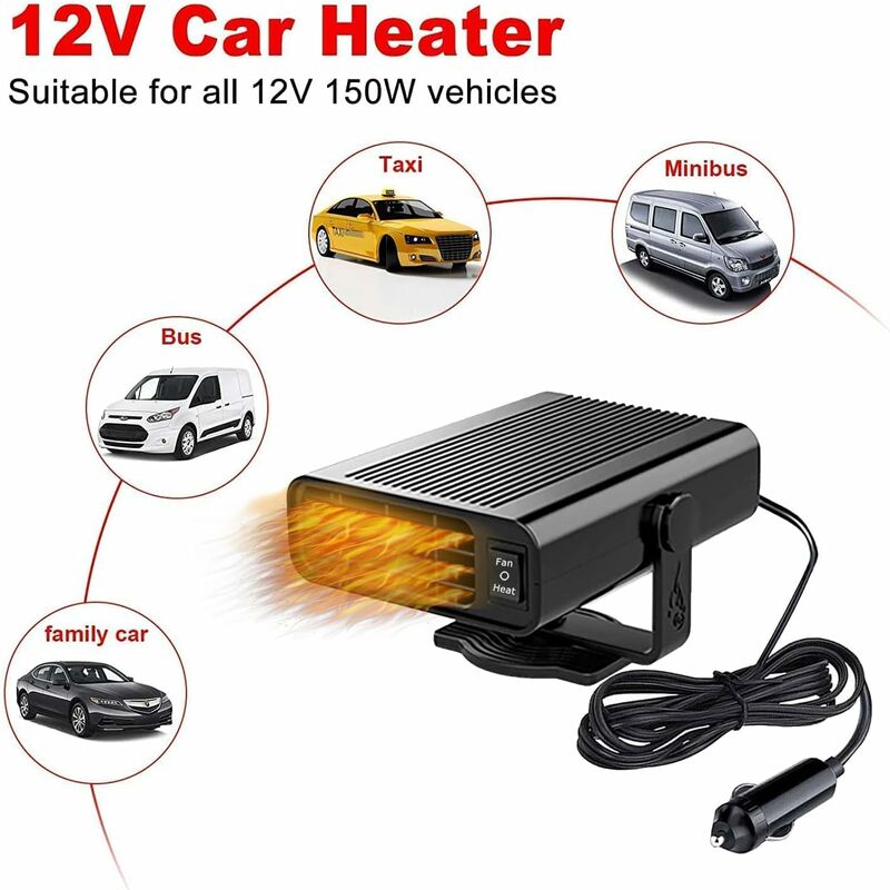 Chauffage Voiture Allume Cigare 12v Radiateur Soufflant De Voiture 12 V 150 W - Portable Dégivreur De Chauffage Pour Voiture