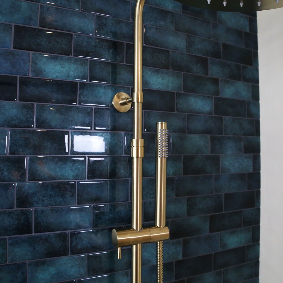 Delice II coluna de duche termostática ouro escovado com corpo frio - 8