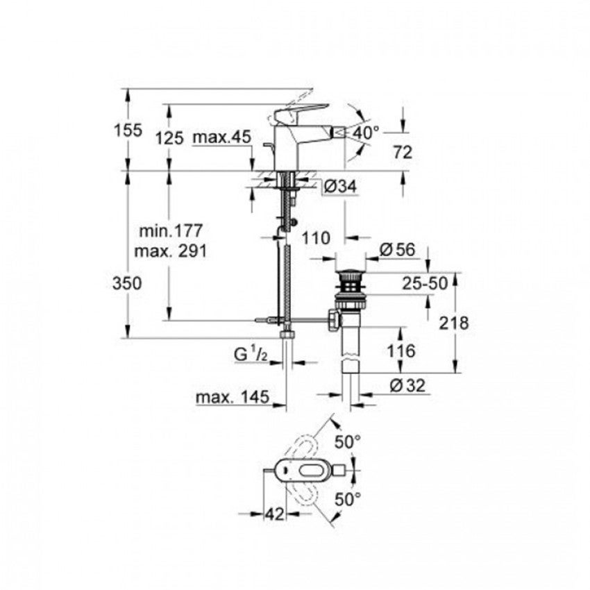 Miscelatore grohe serie start loop per bidet cromato - 2
