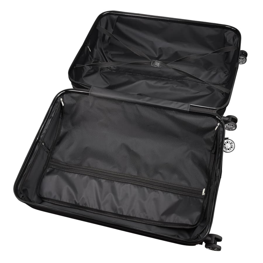 Ensemble de trois valises rigides extensibles, légères et ultra-résistantes, équipées de 4 roues et d'une serrure TSA en ABS, noires. - 4
