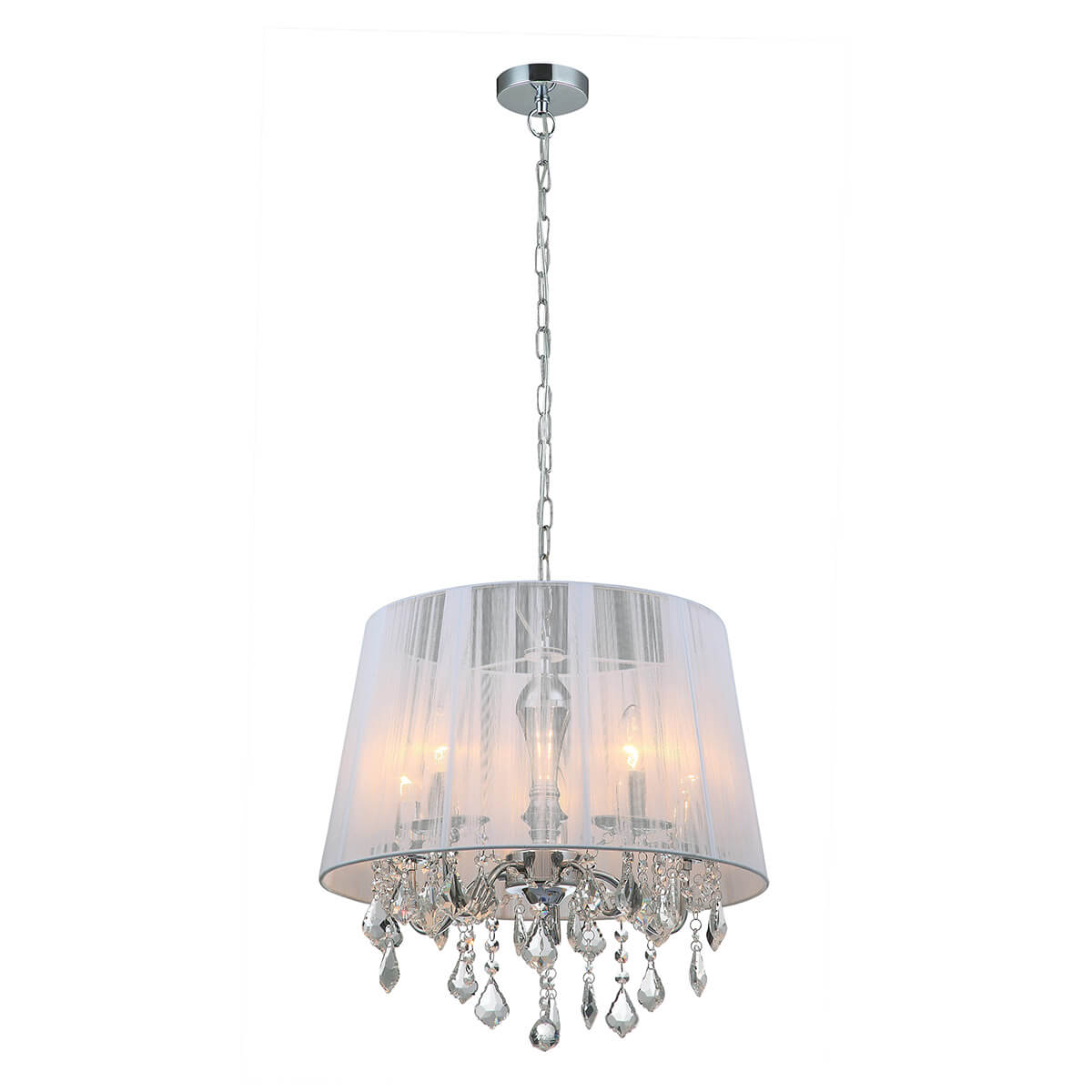 Suspension en cristal Cornelia Chrome, blanc 5 ampoules - 2