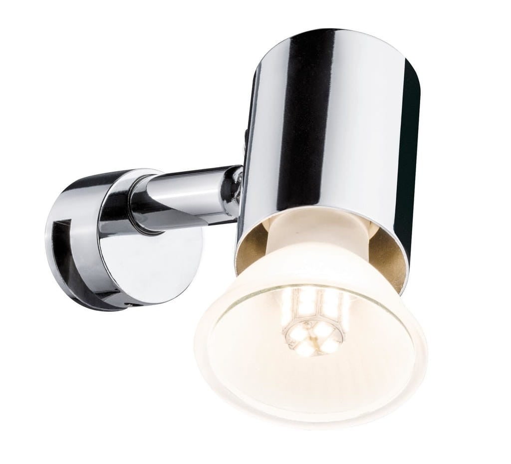 Kinkiet ścienny MINTAKA chromowany biały 1xGU10x10W metal wym:3,8x5,6x12cm IP20 Paulmann