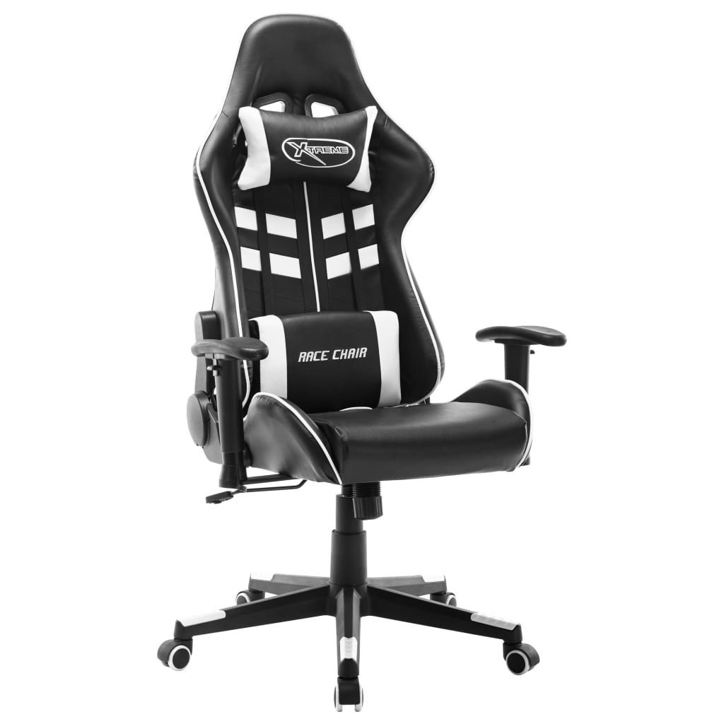 Silla de gaming | silla de oficina | silla gamer ergonomica de cuero sintético negro y blanco cfw717526