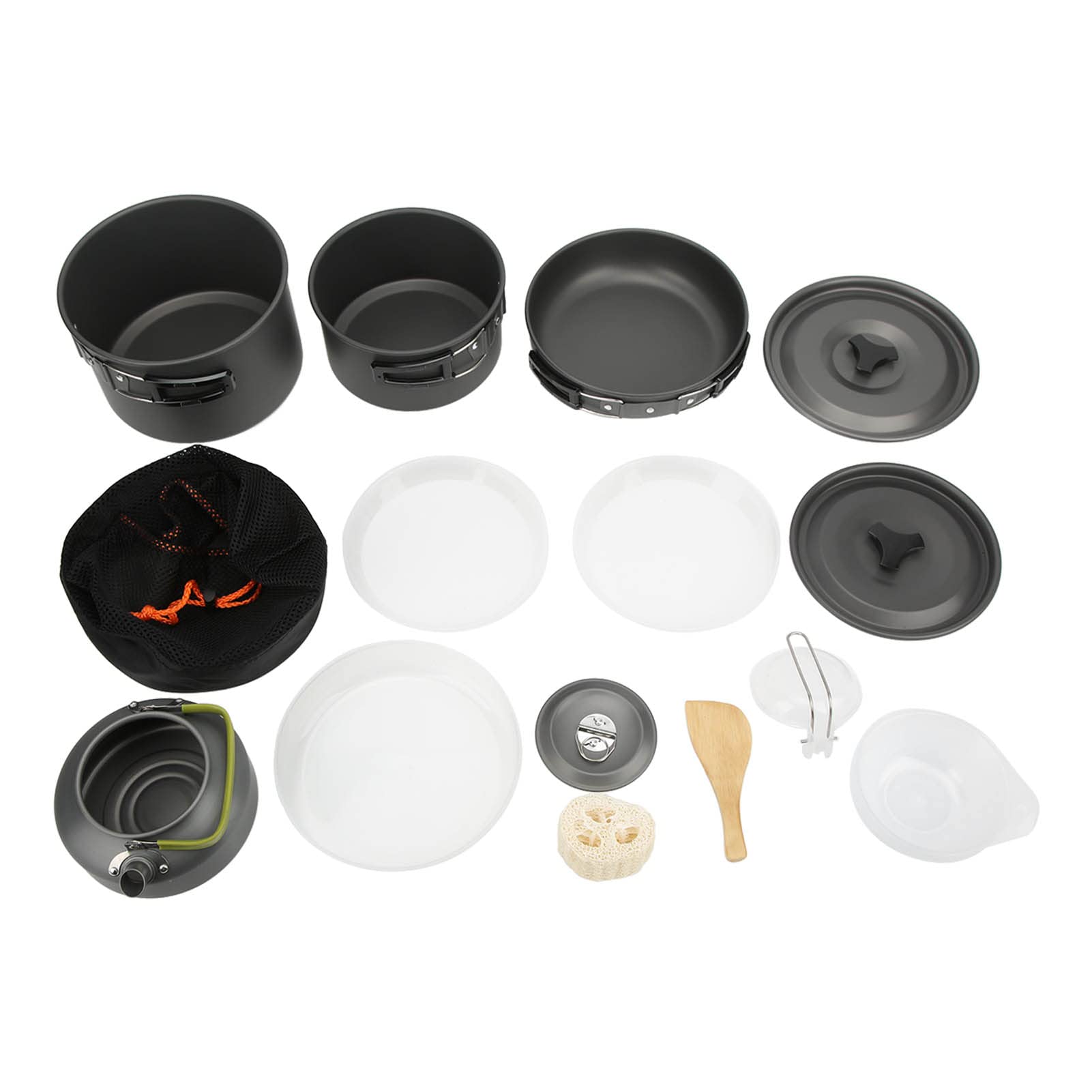 Set Di Pentole Da Campeggio 4 Pezzi In Acciaio Inossidabile – Leggere E Compatte Per Zaino, Picnic E Escursioni – Include Pentola Grande, Piccola, Padella E Piatto Con Manici Pieghevoli - 2