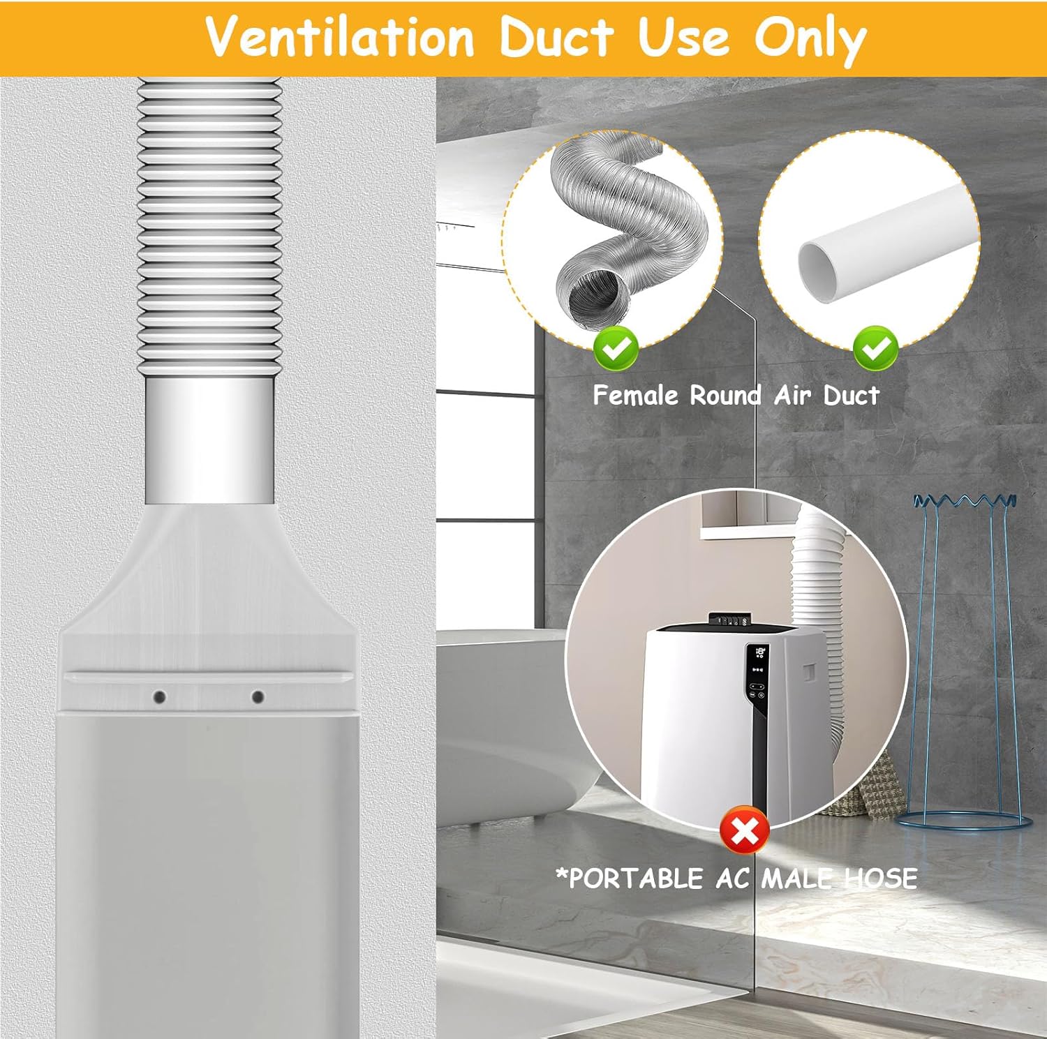 Adaptateur de Fenêtre pour Tuyau d'Évacuation de Climatiseur, Passage Plat pour Tuyau d'Évacuation, Adaptateur pour Fenêtres de Toit et Fenêtres Incli - 4
