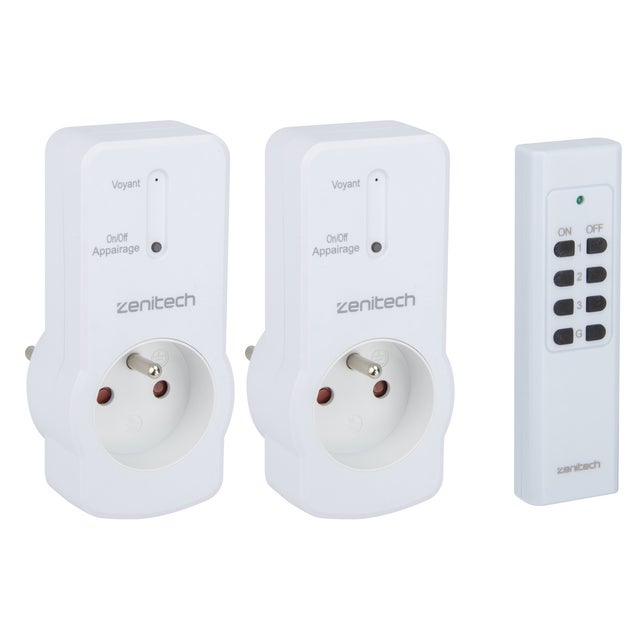 Lot de 2 prises 10A 2P+T télécommandées - Zenitech