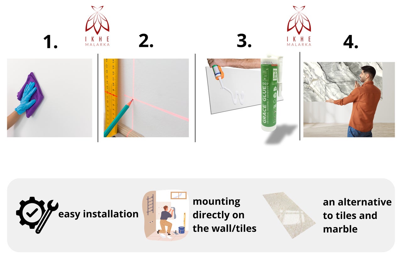 Panneau mural effet marbre – Revêtement PVC 120x60 cm | 2,5 mm | Résistant à l'eau, aux UV et à l'humidité | Alternative aux carreaux Beige01 - 5