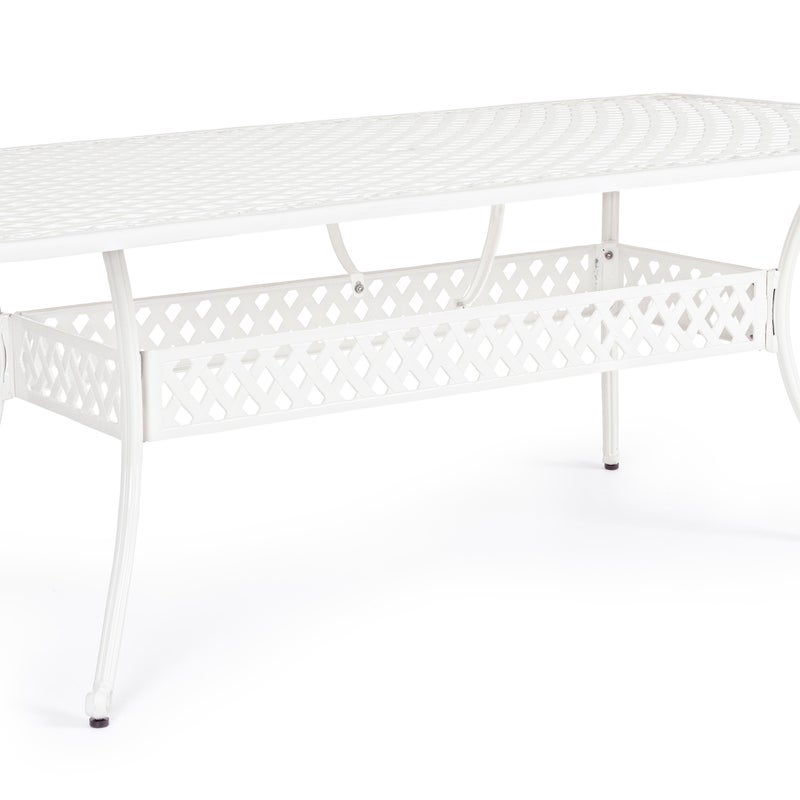 Stół prostokątny "Ivrea", 213x107 cm, biały, z odlewu aluminiowego, do ogrodów i na zewnątrz