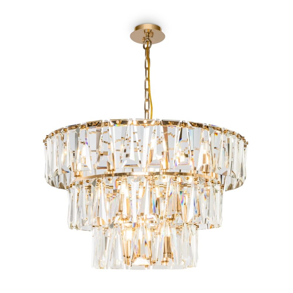 Lampa wisząca Puntes mosiężno-złota 18xE14x40W kryształowy wym: 93 x 77 x 77 cm kryształ Maytoni
