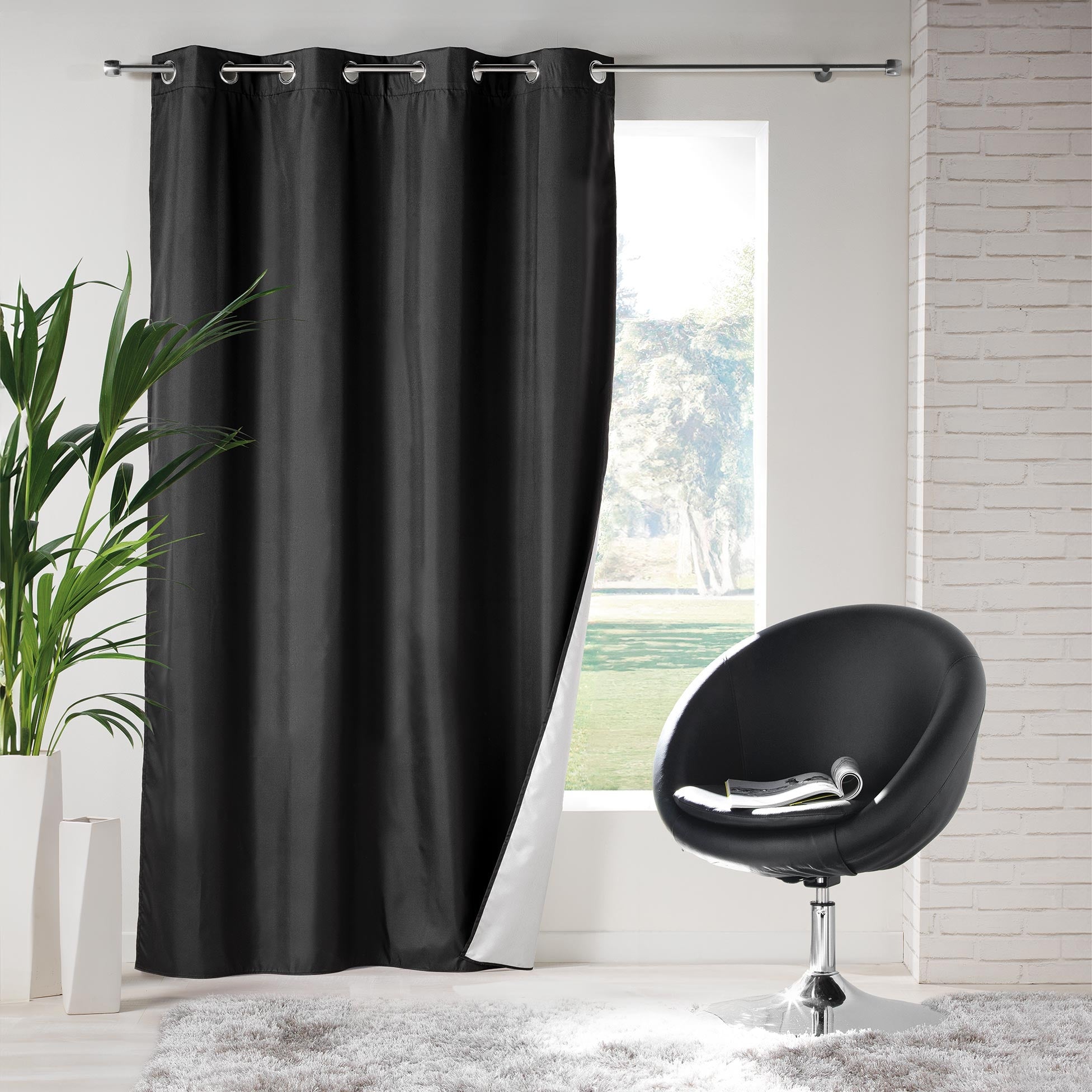 Rideaux à œillets 140x260cm Lot De 2 – Noir, Isolant Thermique Et Phonique, Neufs