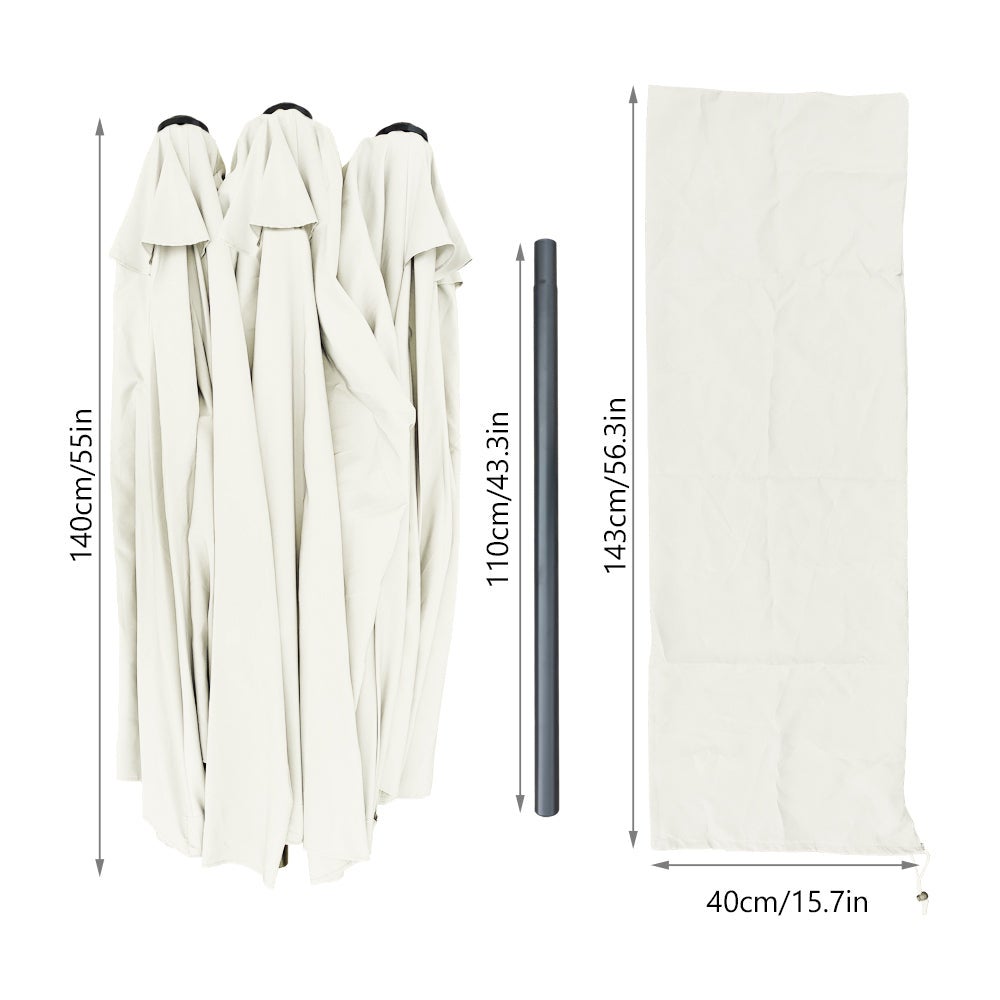 Parasol Jardin Double Aluminium 270 x 460 cm beige VOUNOT® - 3