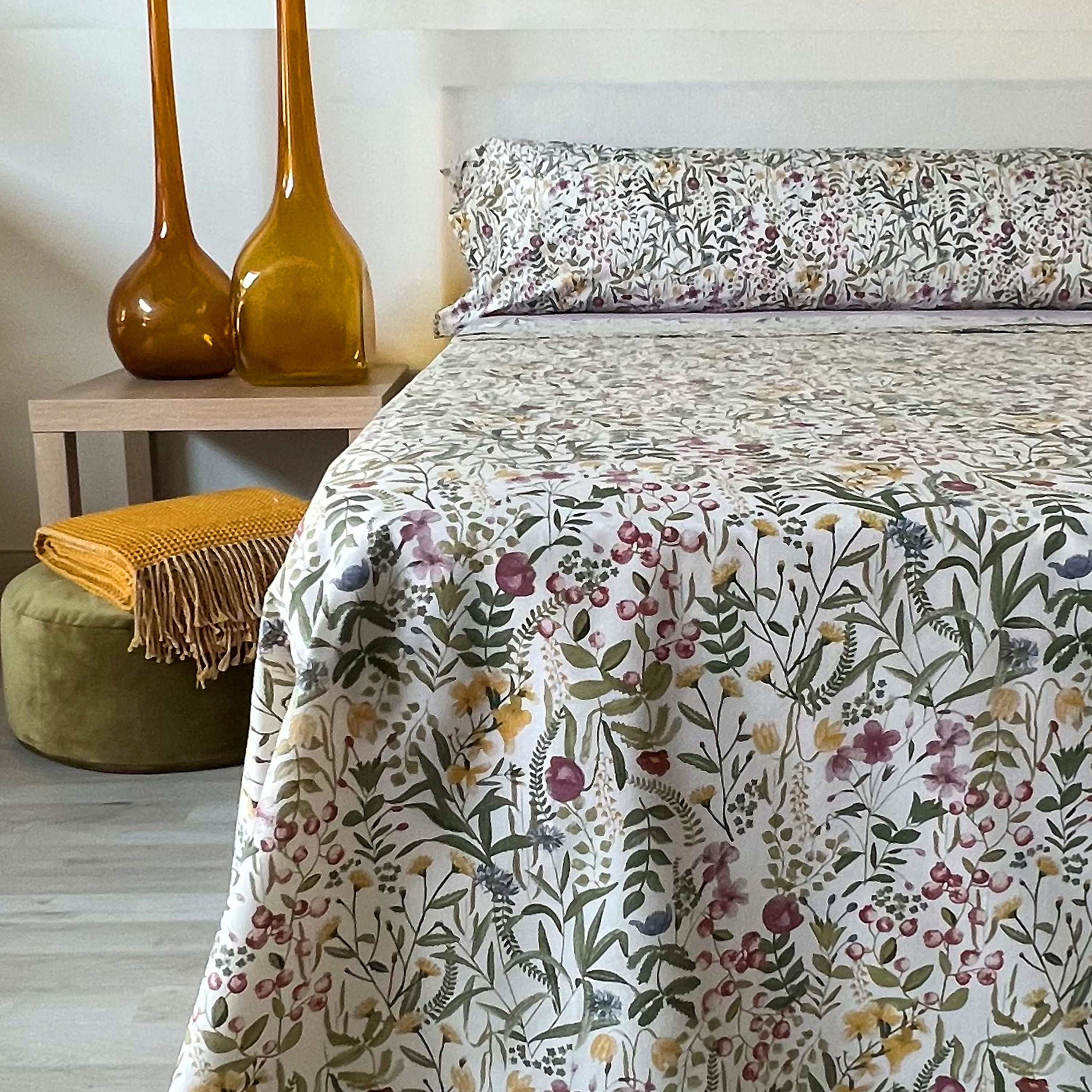 Sábanas 100% Algodón Juego De Ropa De Cama Daisy Silhouette 100% Algodón - Juegos De 2, 3 O 5 Piezas, Todos Los Tamaños, Cierre Con Cremallera Ropa Cama Juvenil Adultos Flores