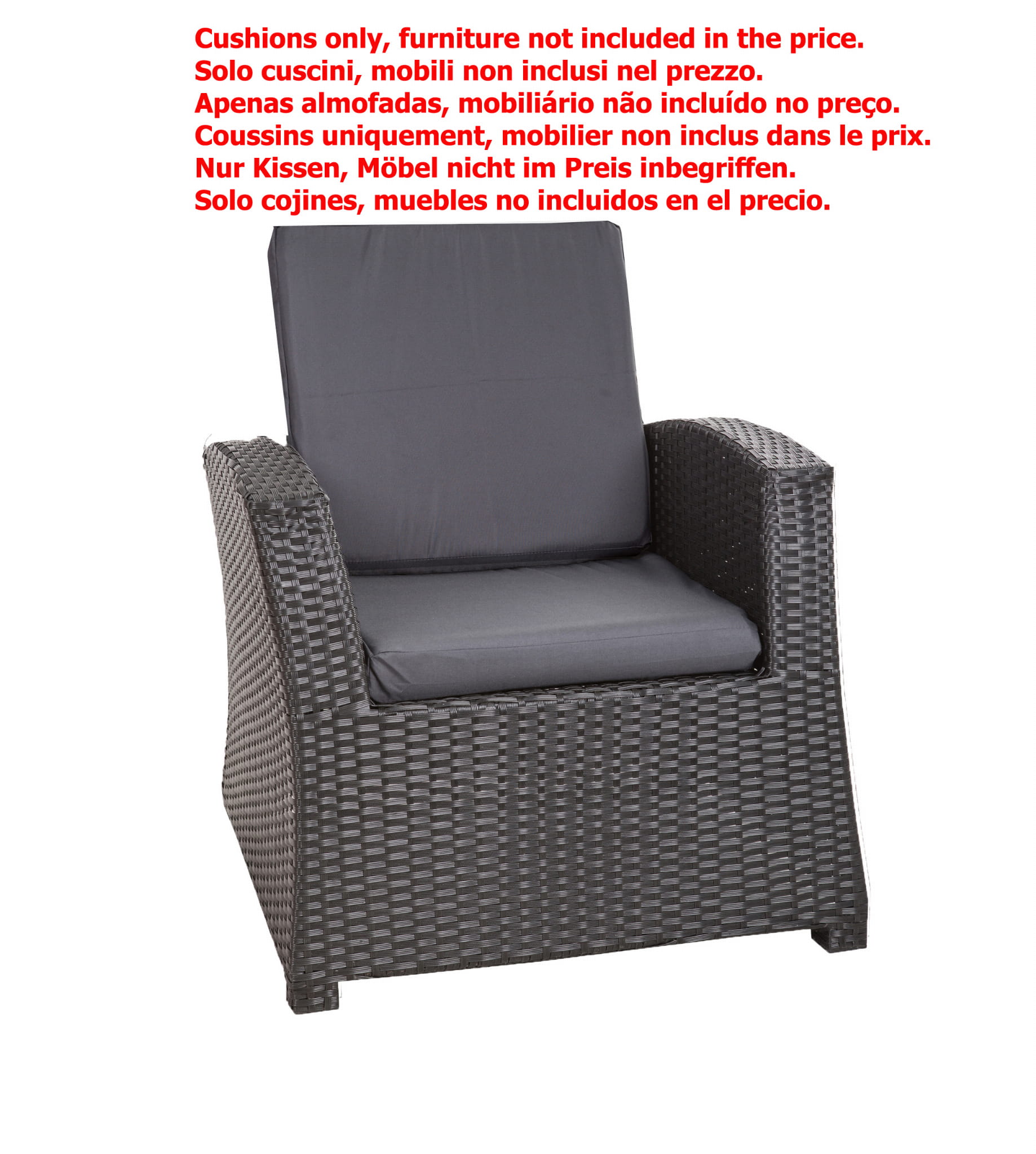 2x Zestaw poduszek na fotel ogrodowy rattanowy 56x52x7 antracyt poduszki na krzesło ogrodowe z oparciem poduszki na fotele technorattanowe na taras - 2