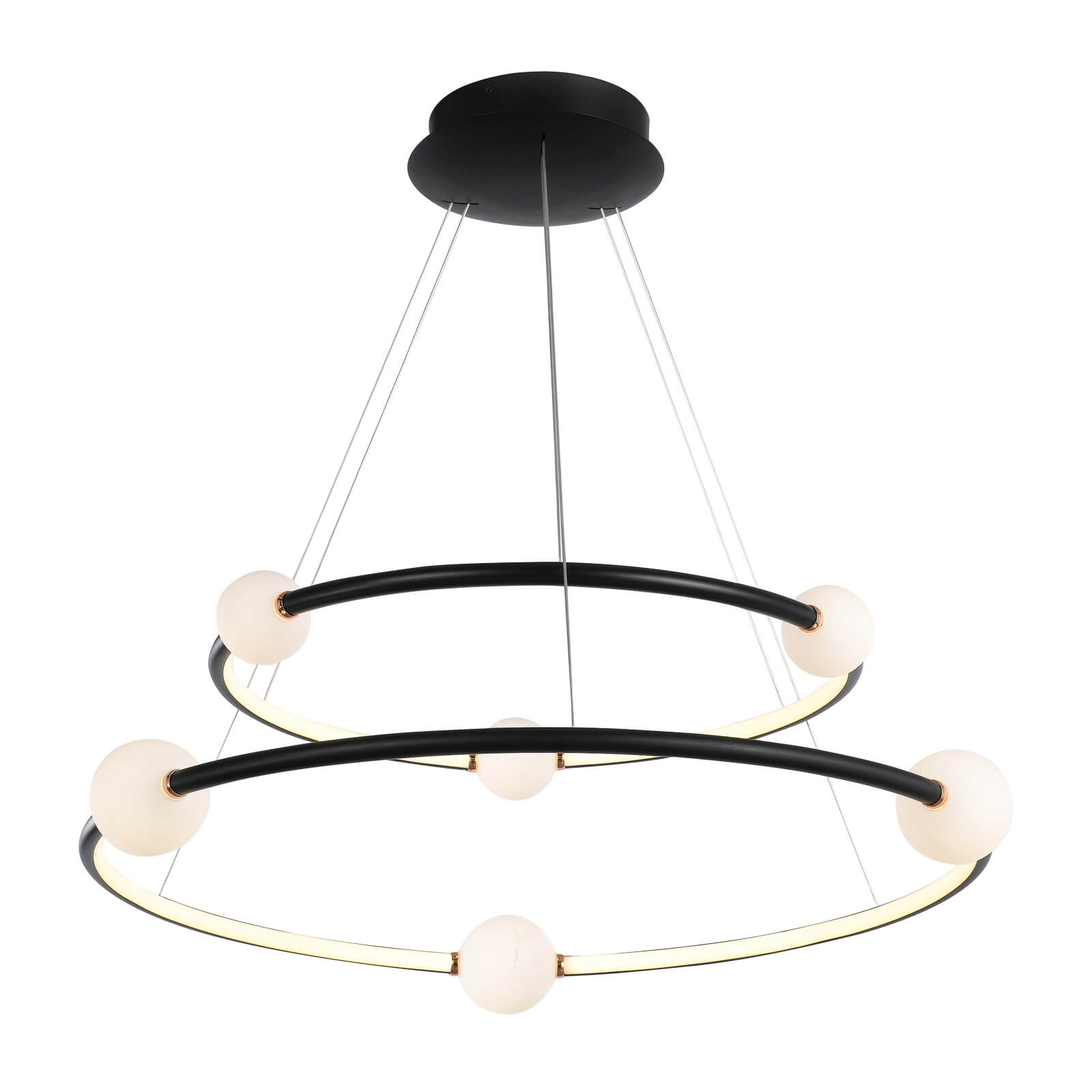 Suspension moderne Lozanna Noir, rose, abat jour blanc - 2