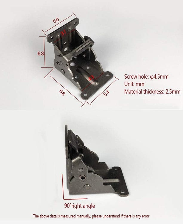 4Pcs Charnières Autobloquantes Pliables avec Supports et Accolades pour Pieds Rabattables de Meuble, Table et Lit - 7