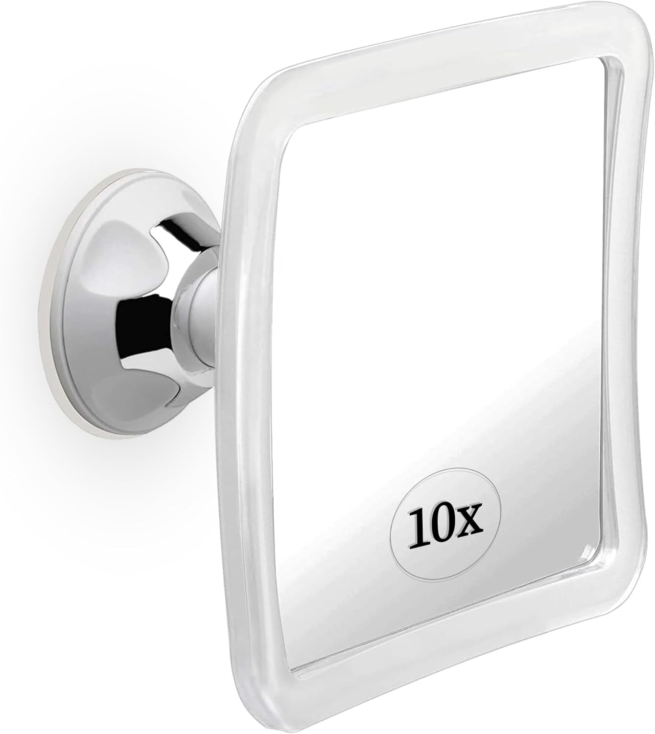 Lustro do makijażu powiększające 10x z przyssawką, przenośne kwadratowe lusterko do toaletki, do łazienki i podróży, 16 cm x 16 cm