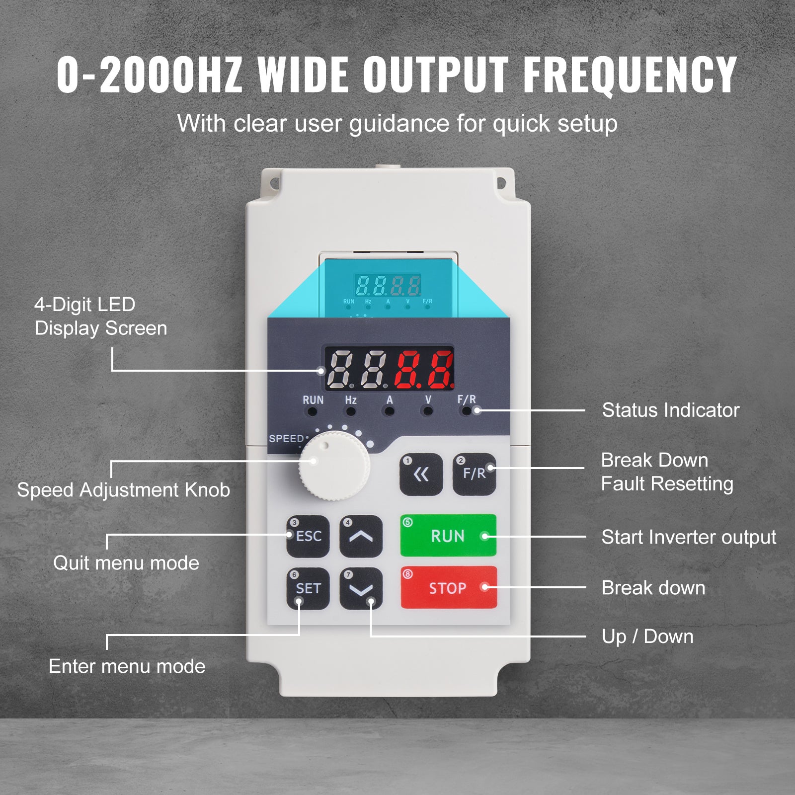 VFD 5CV, 4KW, 18A, entrée 1/3 phase AC 220V vers sortie 3 phases AC 0-220V, entrée 50/60Hz, sortie 0-2000Hz pour contrôle moteur broche SucceBuy - 5