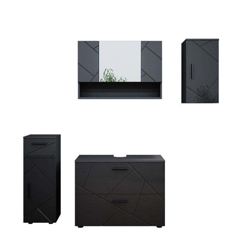 Vicco Zestaw mebli łazienkowych Irma, Antracyt wysoki połysk, 4 części