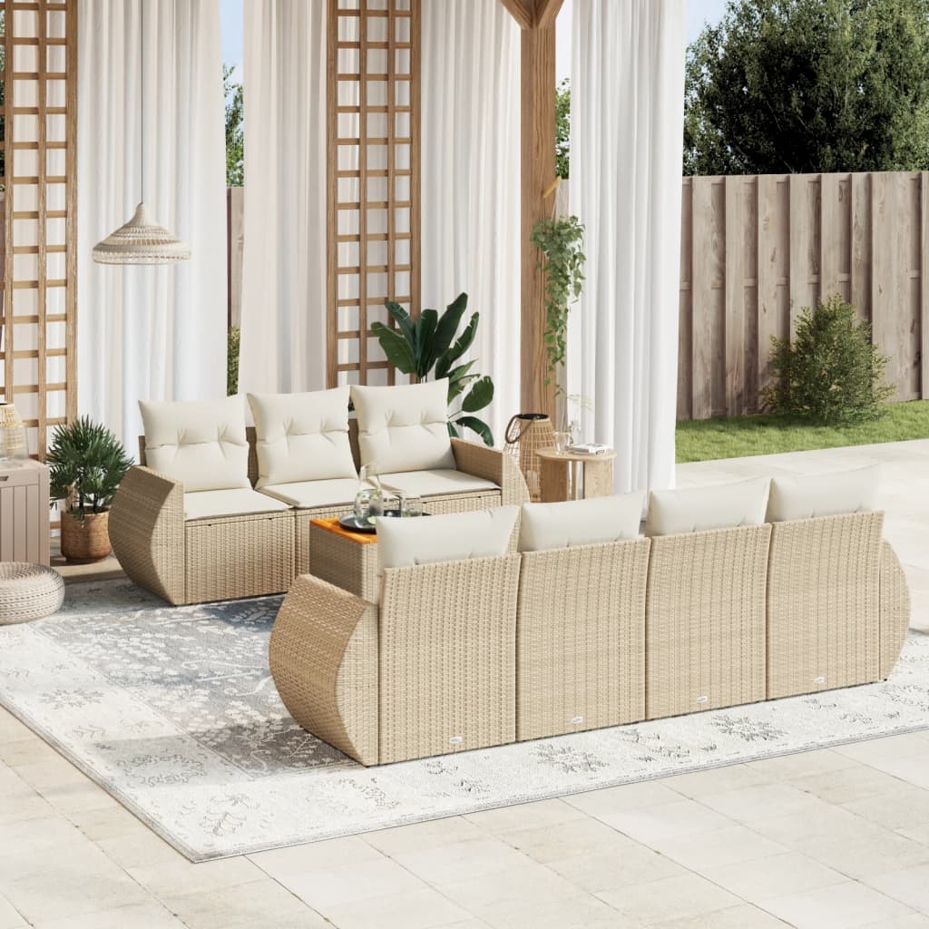 Canapé D'extérieur 3 Places En Résine Tressée Beige - Avec Coussin - VieXL
