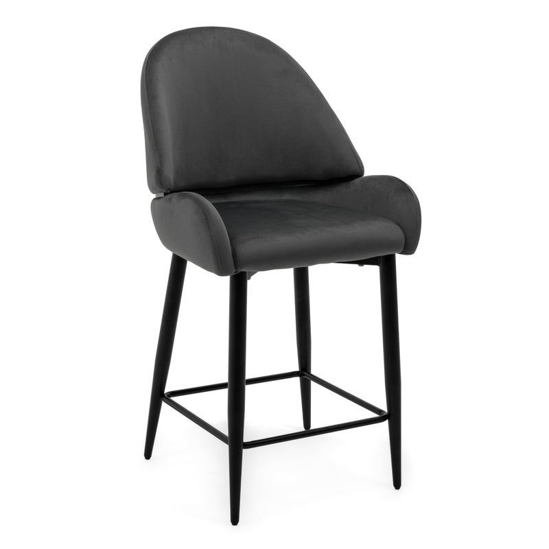 Hoker tapicerowany welurowy do salonu jadalni barowy BERGAMO szary