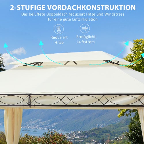 Pabellón de lujo 3x4 m color crema, carpa de jardín, toldo, pagoda para jardín y terraza - COMFORTXL - 4