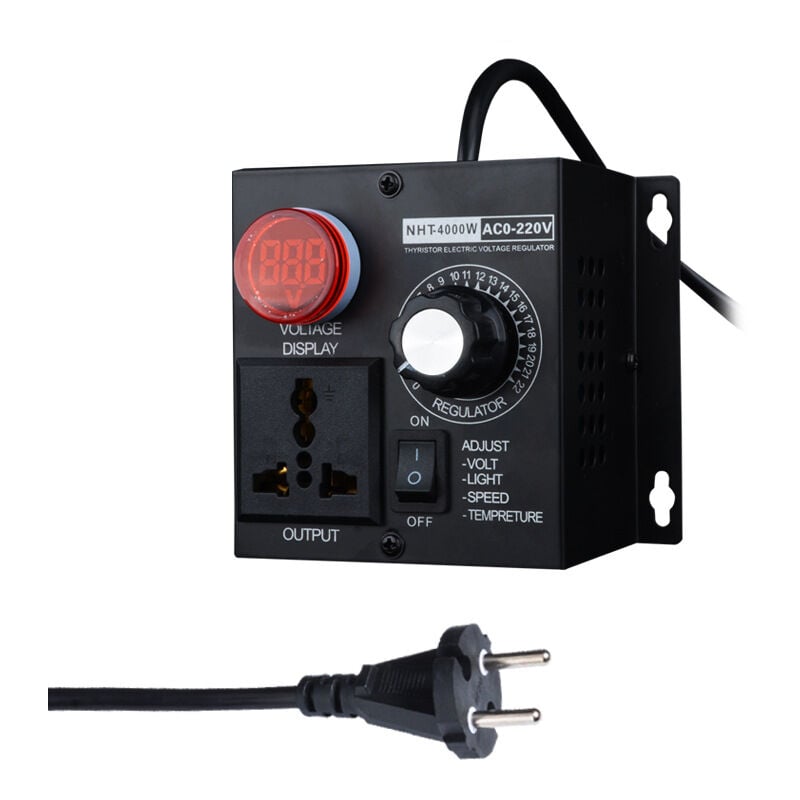 AC 220V 4000W Kompaktowy regulator napięcia z regulacją prędkości Przenośny termostat Ściemniacz napięcia światła z regulacją