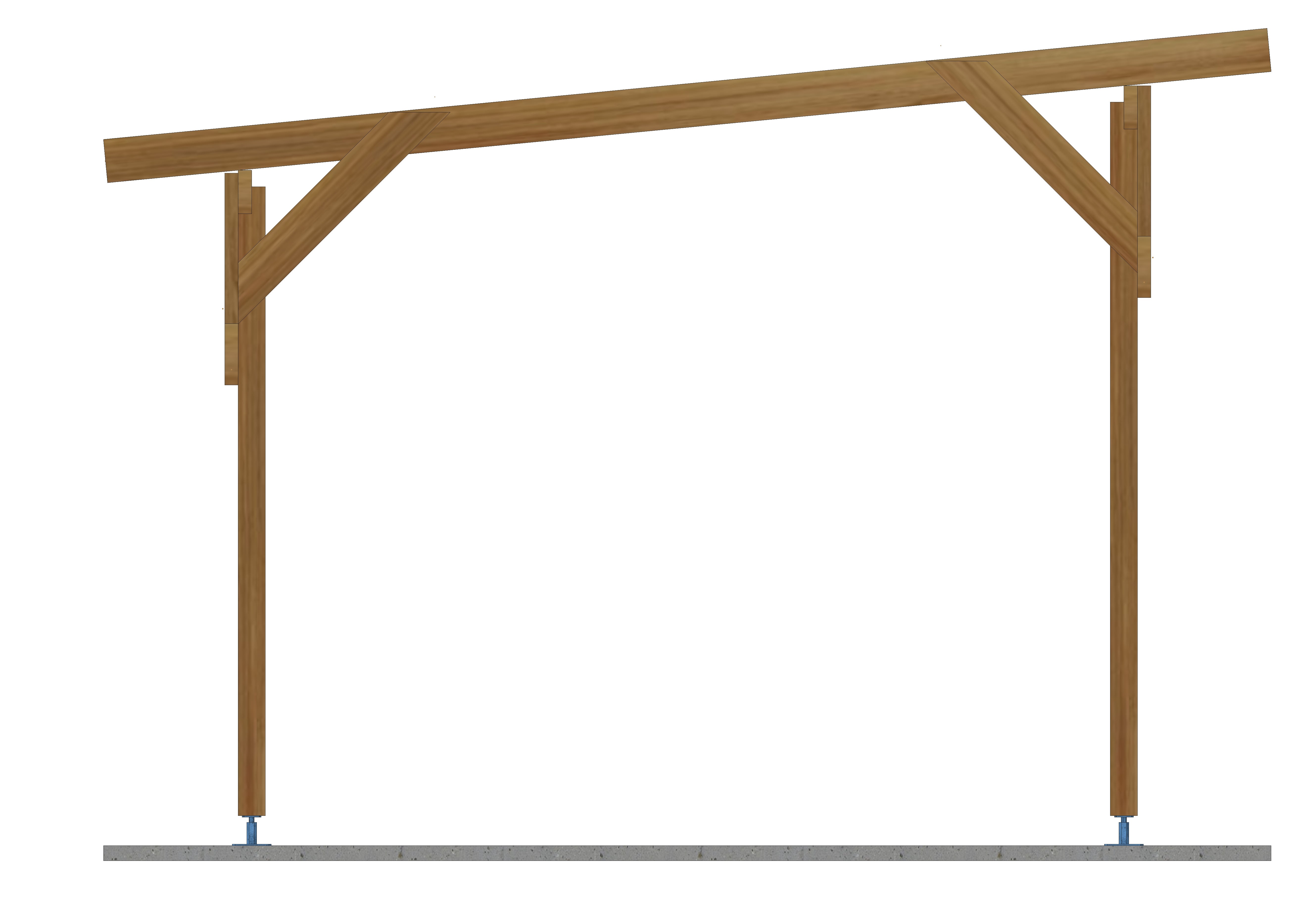 Carport en Bois avec Pente de 10%, un vehicule, de 3m par 5m, traité Classe 3 - NICOLAS - 2