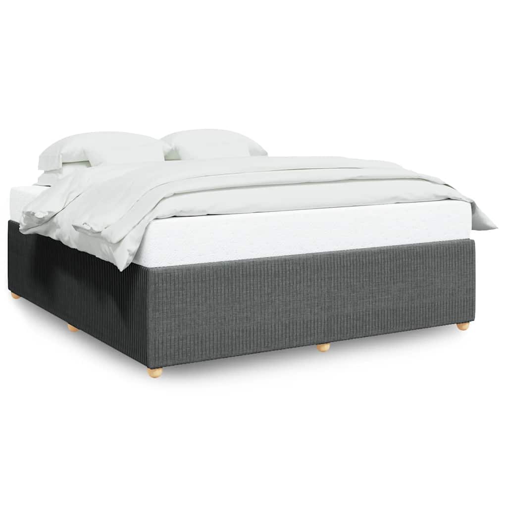 Cadre de lit sans matelas gris foncé 200 x 200 cm tissu - 2