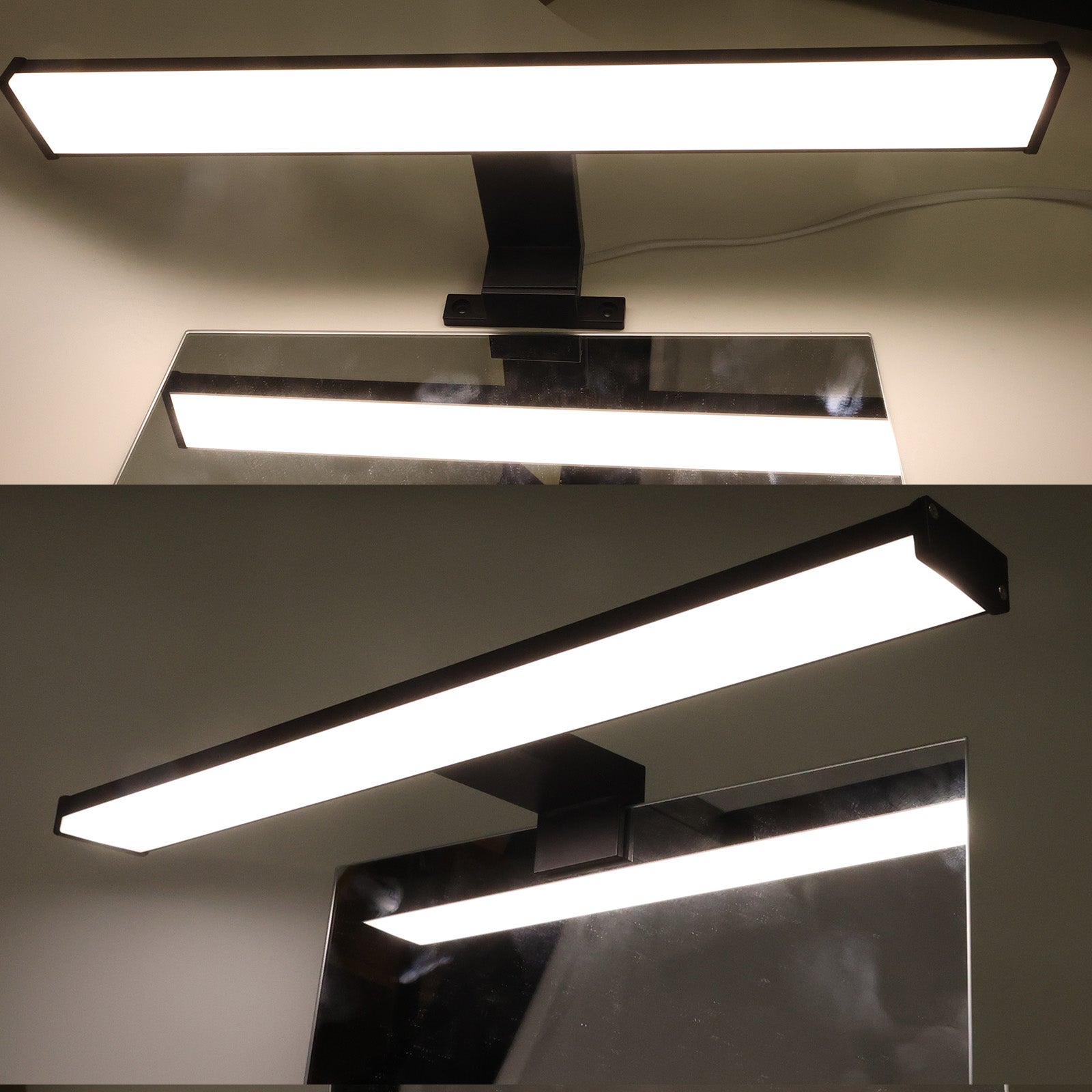 Aplique de Pared LED Slim para Baño y Espejo de Aluminio, 10W-40cm-IP44, Luz Blanca Neutra 4000K Negro - 3