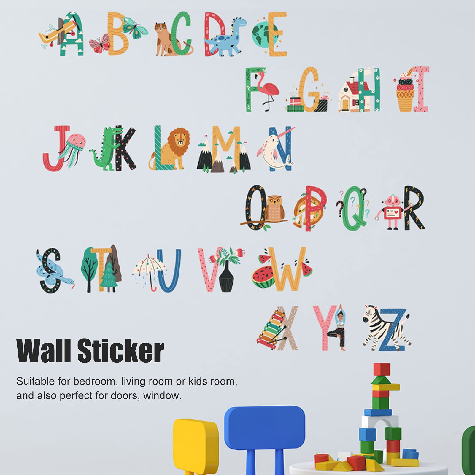 STICKERS MURAUX ANIMAUX PLANTES LETTRES ANGLAISES STICKERS MURAUX ÉDUCATIFS ET DÉCORATIFS POUR LA DÉCORATION DE CHAMBRE D'ENFANT - 3