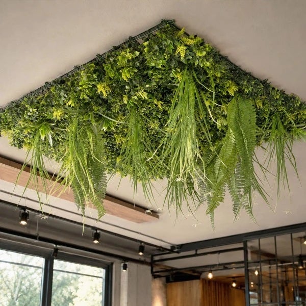 Plafond Végétal Artificiel Feuillage Suspendu MGS 100 x 100 cm – Panneau Dense Effet Jungle - 2