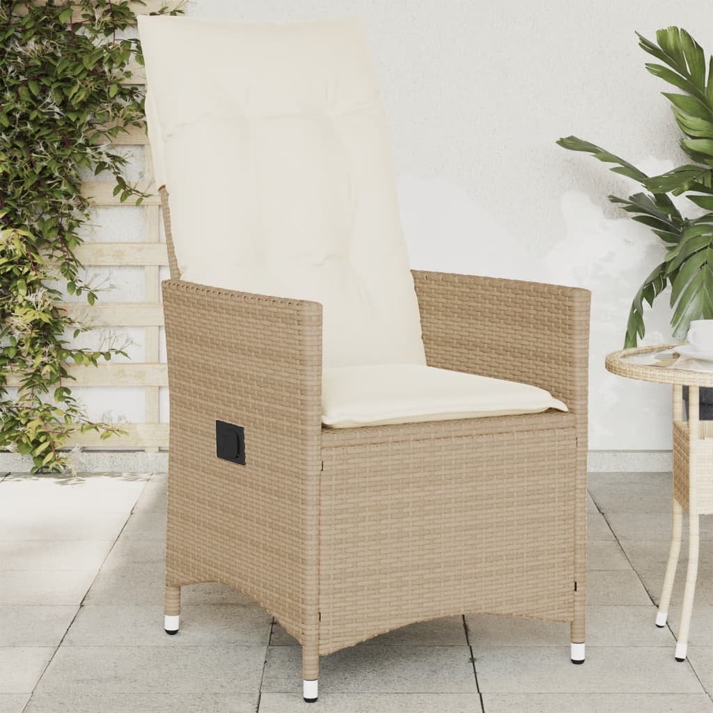 Divano Da Giardino Reclinabile A 2 Posti Con Tavolino In Rattan Beige - 7