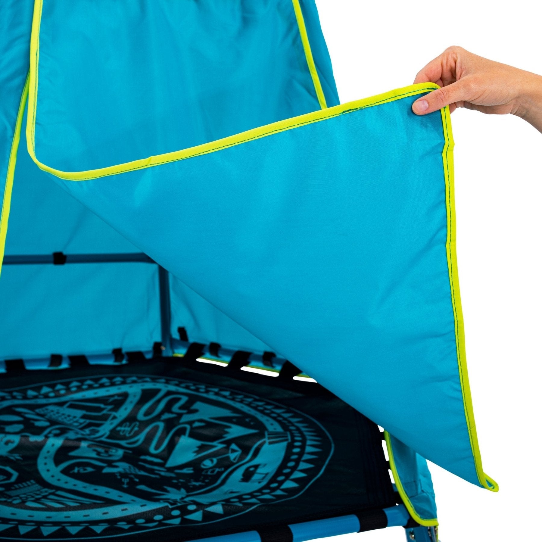 Aire de jeux métal EXPLORER TOUR bleu - tapis explorer - hublot - pont de singe - kit d'ancrage h201 cm - 6