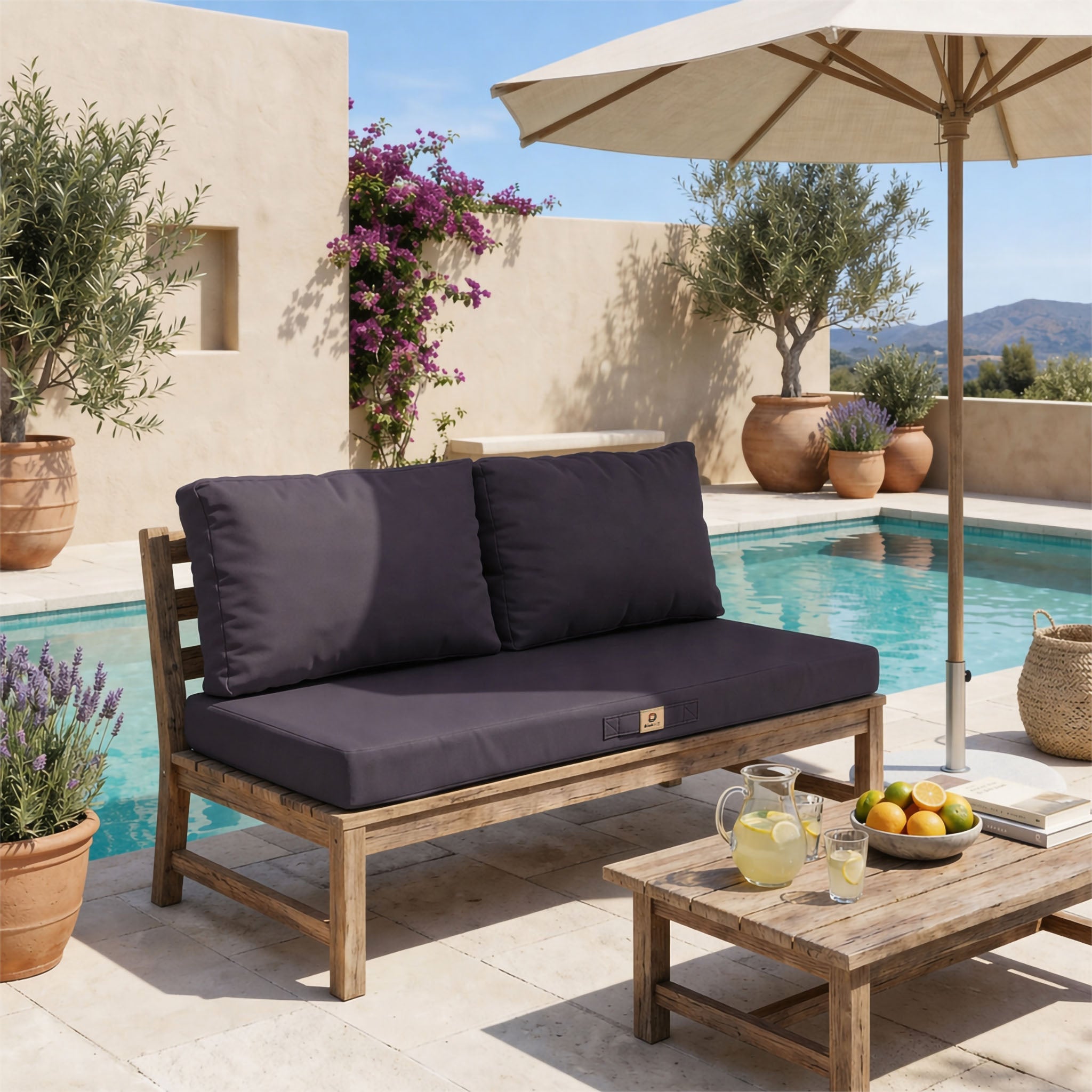 Coussins pour salon de jardin déhoussable 100x50cm Gris carbone - 2