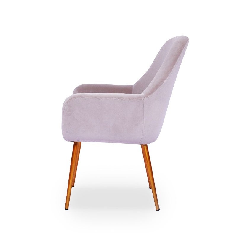 Chaise avec accoudoirs velours taupe et pieds métal doré Boobi - 3