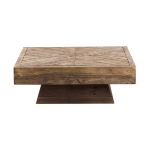 Table Basse Carrée En Bois Rustique à 2 Niveaux - 80x80x45 Cm - Étagère Ouverte - Capacité 160 Kg - Style Campagnard