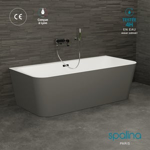 Baignoire semi-îlot murale MINT Grise Mate 170, 170x81cm, by SPALINA